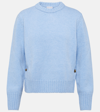 Bottega Veneta Felted Wool Knit Sweater With Side Buttons In Blue