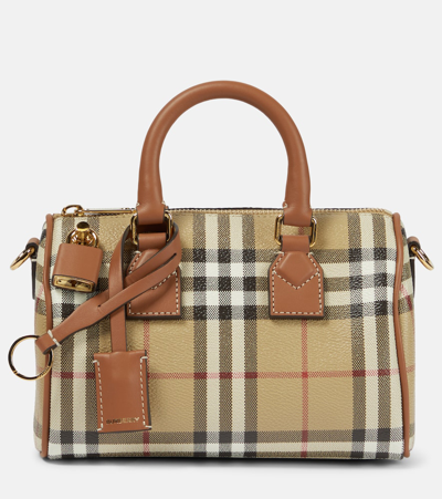 Burberry Check Mini Canvas Tote Bag In Beige