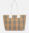 Burberry Vintage Check Pattern Tote Handbag For Women In Brown In Multicoloured