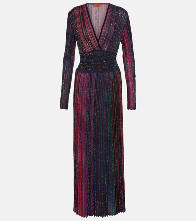 Missoni Sequin-embellished Striped Maxi Dress In Black