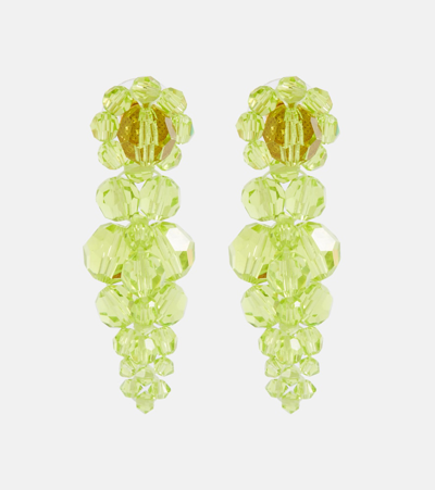 Simone Rocha Crystal Drop Earrings In Acid Green