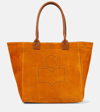 ISABEL MARANT YENKY SMALL LOGO-EMBROIDERED SUEDE TOTE BAG