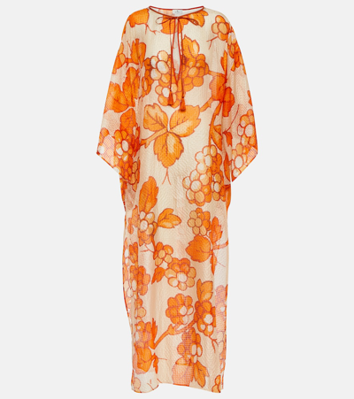 Etro Caftan With Berry Print In Orange