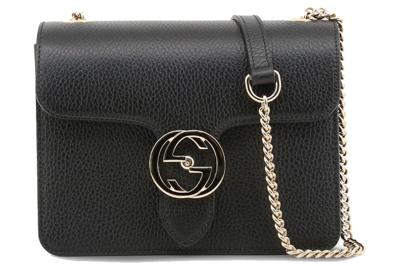 Pre-owned Gucci Interlocking Gg Shoulder Bag Black