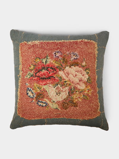 By Walid 1940s Floral Needlepoint Cushion