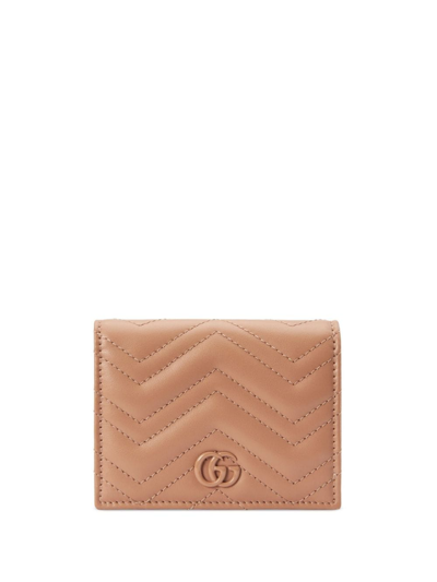 Gucci Gg Marmont Leather Credit Card Case In Pink