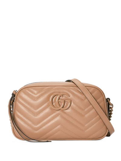 Gucci Gg Marmont Small Leather Shoulder Bag In Pink