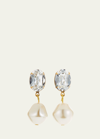 JENNIFER BEHR TUNIS CRYSTAL-PEARL DROP EARRINGS