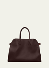 The Row Margaux Leather Handbag In Medium Brown