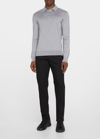 Zegna Cashmere-silk Polo Top In Medium Grey Solid