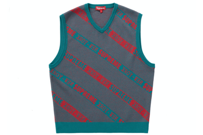 Pre-owned Supreme Stripe Sweater Vest (ss22) Teal