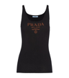 Prada Silk Logo Tank Top In F0002 Nero