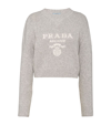 Prada Logo Wool And Cashmere Sweater In Grey