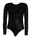 Vanessa Scott Woman Bodysuit Black Size M Nylon, Metallic Fiber, Elastane