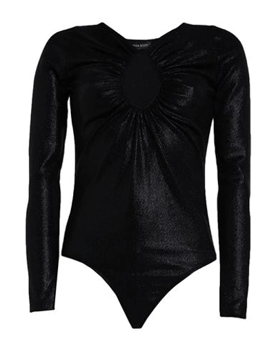 Vanessa Scott Woman Bodysuit Black Size L Nylon, Metallic Fiber, Elastane