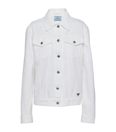 Prada Bull Denim Blouson Jacket In White