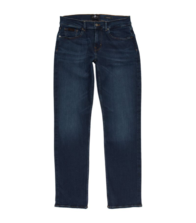 7 For All Mankind Stretch-cotton Slim Jeans In Navy
