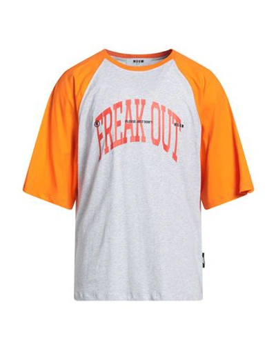 Msgm Man T-shirt Light Grey Size Xl Cotton In Grey