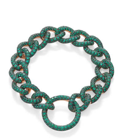 Pomellato Exclusive Rose Gold And Emerald Catene Bracelet In Green