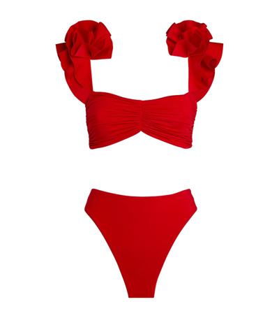 Maygel Coronel Ruffled Goleta Bikini In Red | ModeSens
