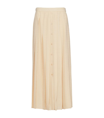 Prada Logo-jacquard Silk Midi Skirt In Albino White