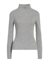 Aragona Woman Turtleneck Grey Size 8 Wool, Cashmere