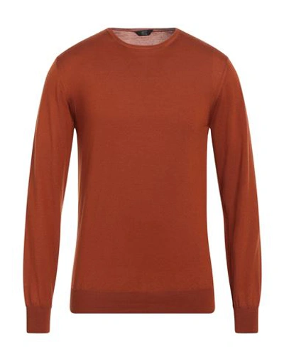 Hōsio Man Sweater Rust Size L Cotton In Red