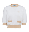Prada Women's Cotton Crewneck Sweater In White