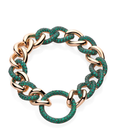 Pomellato Exclusive Rose Gold And Emerald Catene Bracelet In Green
