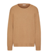 Valentino Cashmere Crewneck Jumper With Stud In Camel