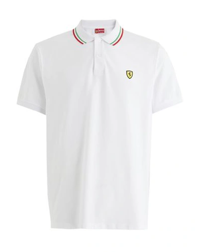 Scuderia Ferrari Man Polo Shirt White Size L Cotton In White