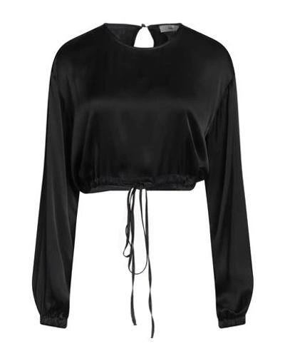 Suoli Woman Top Black Size 8 Acetate, Silk