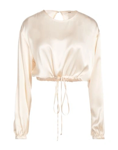 Suoli Woman Top Cream Size 4 Acetate, Silk In White