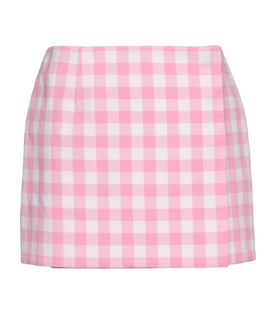 Prada Gingham Check Wrap Mini Skirt In Pink