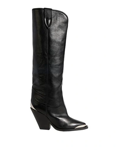 Isabel Marant Woman Knee Boots Burgundy Size 7 Calfskin, Bovine Leather In Black