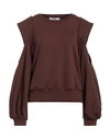 Jijil Woman Sweatshirt Brown Size 8 Cotton, Polyester