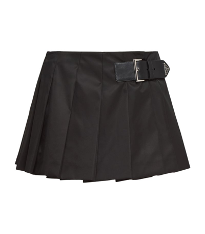 Prada Women's Pleated Re-nylon Miniskirt In Black