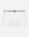 Dolce & Gabbana Two-way-stretch Jersey Regular-fit Boxers With Emblem In White