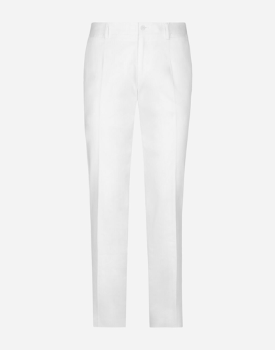 Dolce & Gabbana Cotton Gabardine Trousers In White