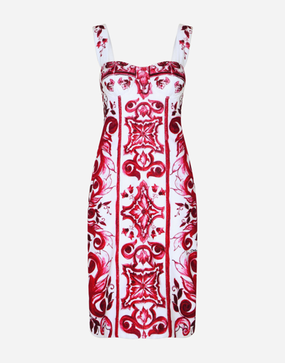 Dolce & Gabbana Majolica-print Terrycloth Midi Dress In Pink