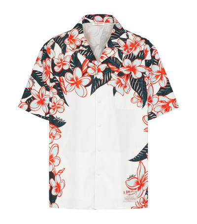 Valentino X Sun Surf Printed Short-sleeved Shirt In White