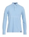 Drumohr Man Polo Shirt Sky Blue Size 3xl Cotton