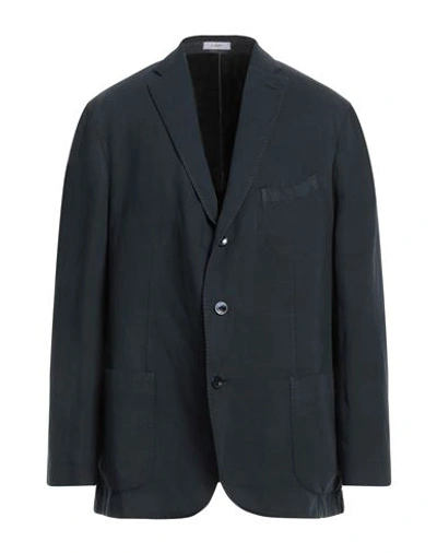 Boglioli Man Suit Jacket Navy Blue Size 48 Cotton, Linen In Navy Blue