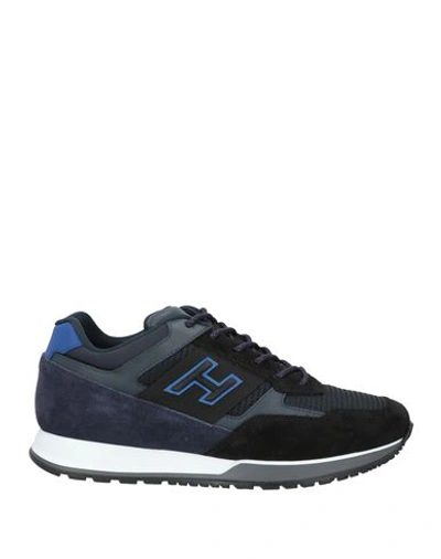 Hogan Man Sneakers Navy Blue Size 9 Soft Leather, Textile Fibers