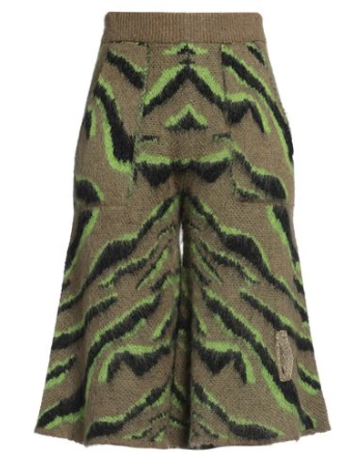 Dimora Woman Cropped Pants Military Green Size 6 Acrylic, Mohair Wool, Polyamide
