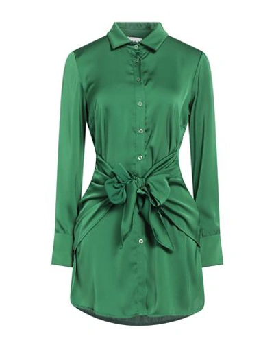 Berna Woman Short Dress Green Size L Polyester
