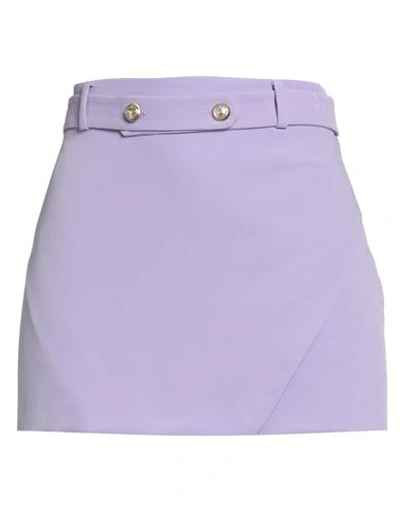Vicolo Woman Mini Skirt Light Purple Size S Polyester, Elastane