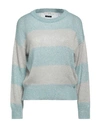 Guess Woman Sweater Turquoise Size L Polyester, Acrylic, Polyamide, Alpaca Wool In Blue