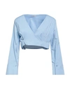 Take-two Woman Top Sky Blue Size M Cotton, Nylon, Elastane