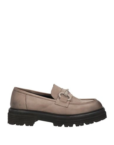 O'dan Li Woman Loafers Dark Brown Size 10 Soft Leather In Grey